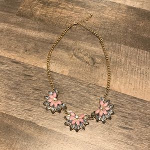 Statement Necklace - pink & clear gems